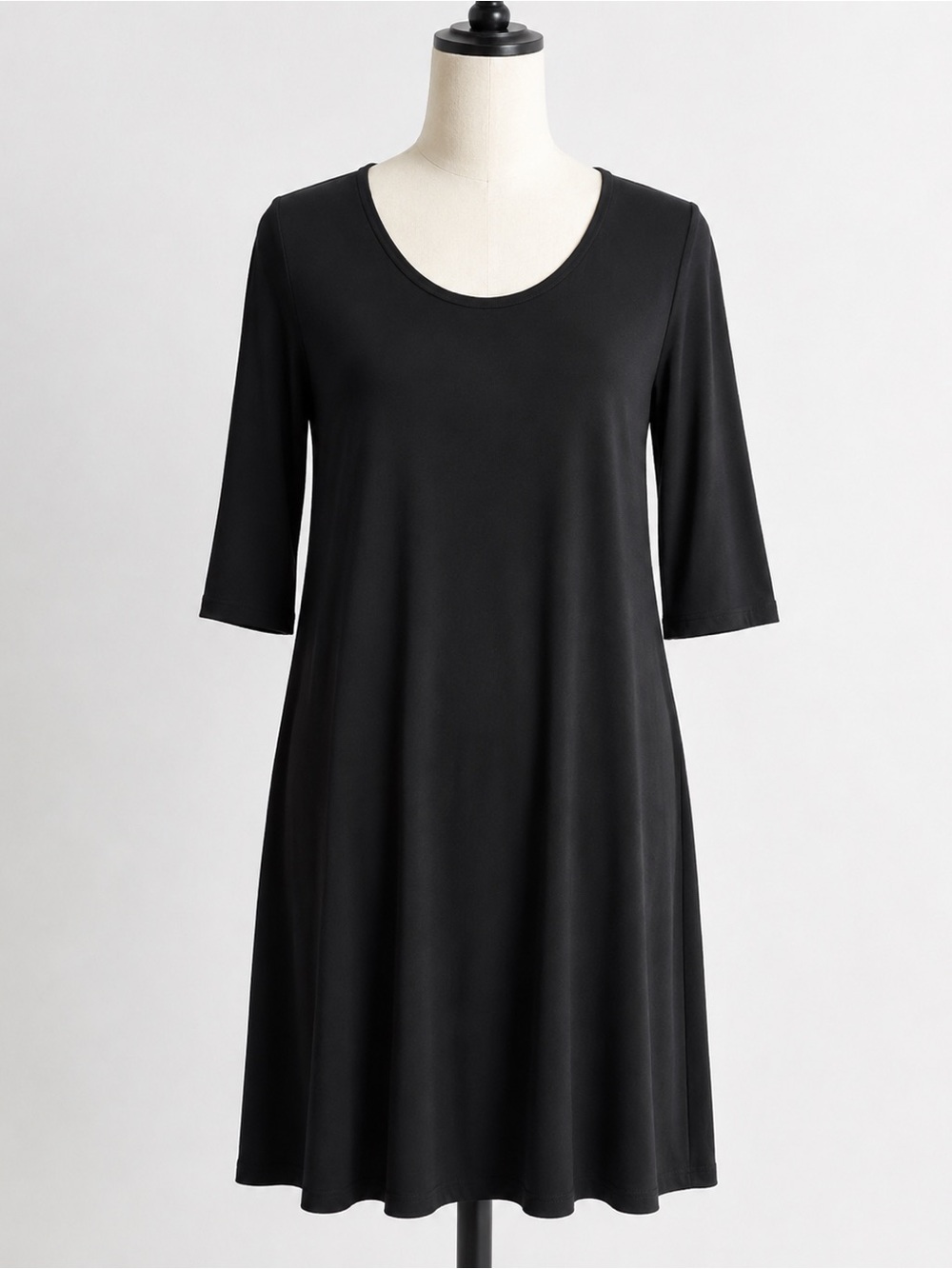 EILEEN FISHER Black Scoop Neck Dress Women's Small S